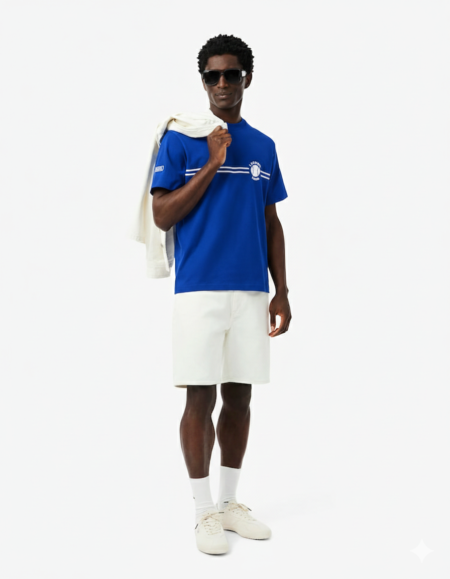 Camiseta em Malha de Algodão Bordada e Estampada